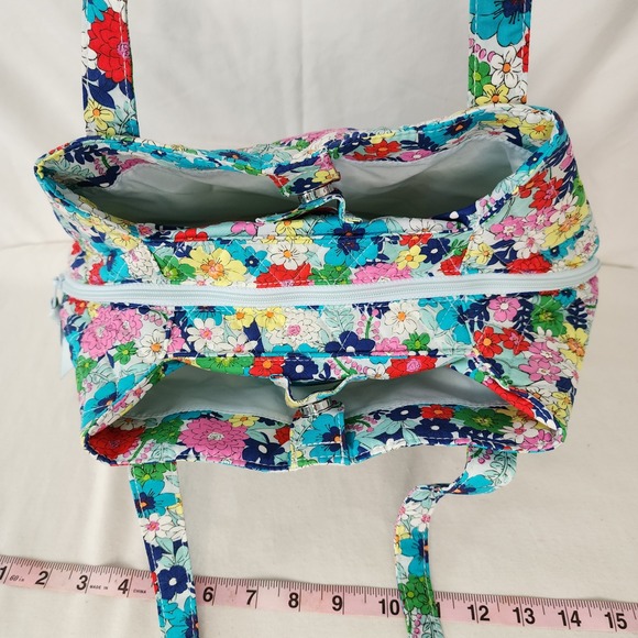 Vera Bradley Shoulder Bag Triple Compartment Far Out Floral Quilted Purse - Picture 7 of 8